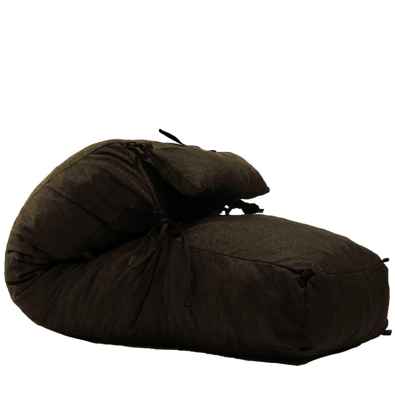 Комплект, пуф легло и декоративна възглавница, 400л. Yoga L - Dark Chocolate, Перящ се калъф, Пълнеж с микс от мемори пяна и дунапрен, Гама Premium