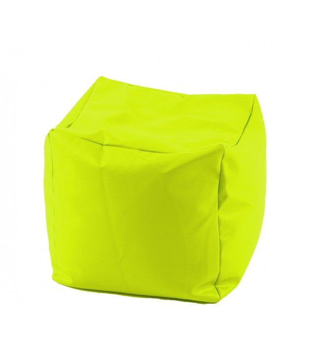 Пуф, 130л., Табуретка Куб XL - Green neon, Перящ се калъф, Пълнеж от полистиролни перли