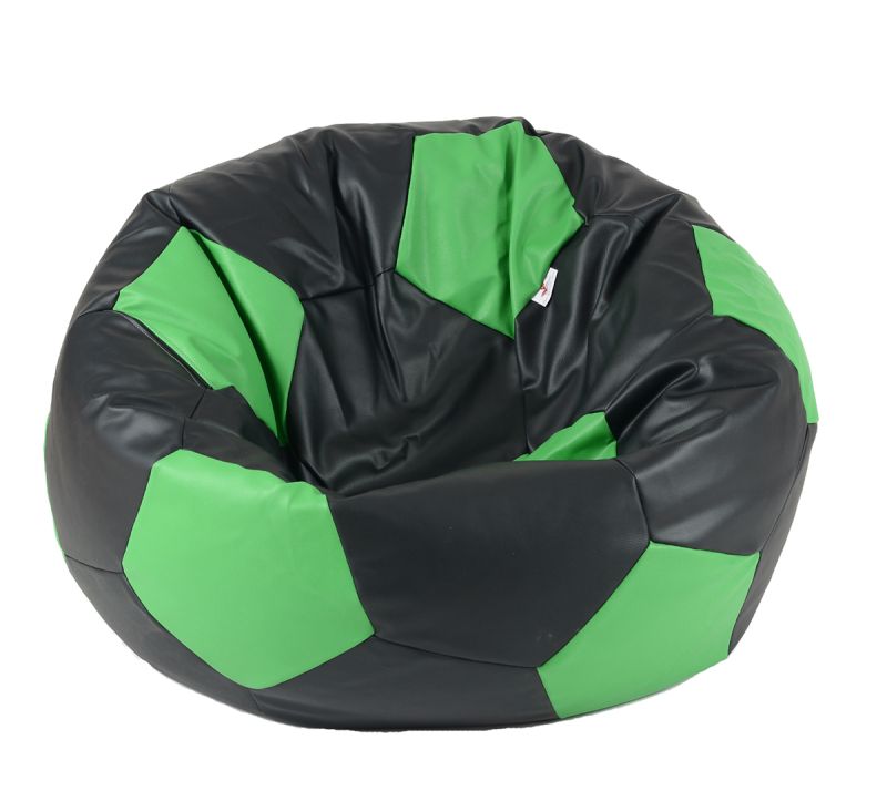 Пуф, топка 400л. Telstar XL - Black & Green, Еко кожа, Пълнеж от Полистиролни перли