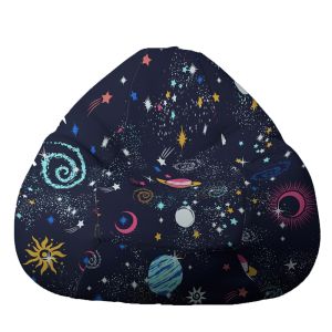 Пуф круша 520л., Nirvana Gigant - Constelatie, Перящ се калъф, Пълнеж от Полистиролни перли, принт
