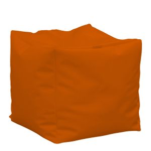 Пуф 80л., Табуретка Куб - Neon Orange, Перящ се калъф, Водоустойчив, Пълнеж от Полистиролни перли