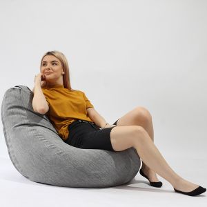 Пуф круша, 220л., Nirvana Hobbit - Black, Еко кожа, Пълнеж от Полистиролни перли
