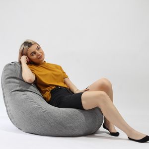 Пуф круша, 220л., Nirvana Hobbit - Black, Еко кожа, Пълнеж от Полистиролни перли
