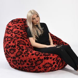 Пуф круша 520л., Nirvana Gigant - Black, Еко кожа, Пълнеж от Полистиролни перли