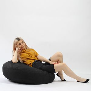 Пуф за деца, 210л., Relaxo - Silver Black, Перящ се калъф, Пълнеж от Полистиролни, Гама Premium Rustic