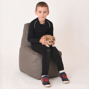 Пуф стол за деца 2-8 г., 120л. Sunlounger Junior - Black Еко кожа, Пълнеж от Полистиролни перли