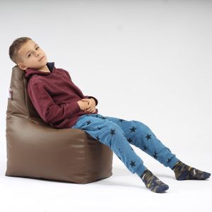 Пуф стол за деца 2-8 г., 120л. Sunlounger Junior - Black Еко кожа, Пълнеж от Полистиролни перли