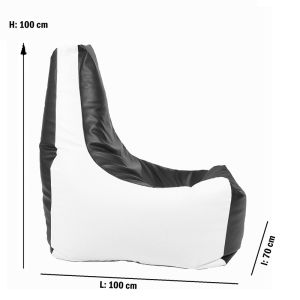 Пуф стол, 350л., Sunlounger Evo XL - Black & White, PU кожа, Пълнеж от полистиролни перли