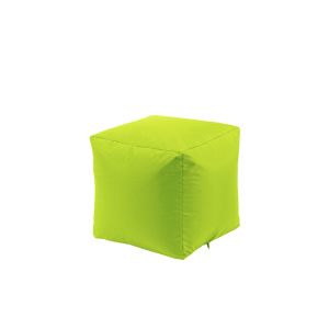 Пуф, 80л., Табуретка Куб - Teteron Green neon, Подходящ за използване на открито, Перящ се калъф, Пълнеж от Полистиролни перли