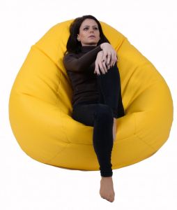 Пуф, круша, 520л., Nirvana Gigant - Yellow , Еко кожа, Пълнеж от Полистиролни перли