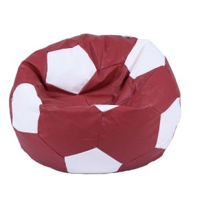 Пуф, топка 400л. Telstar XL - Red & White, Еко кожа, Пълнеж от Полистиролни перли